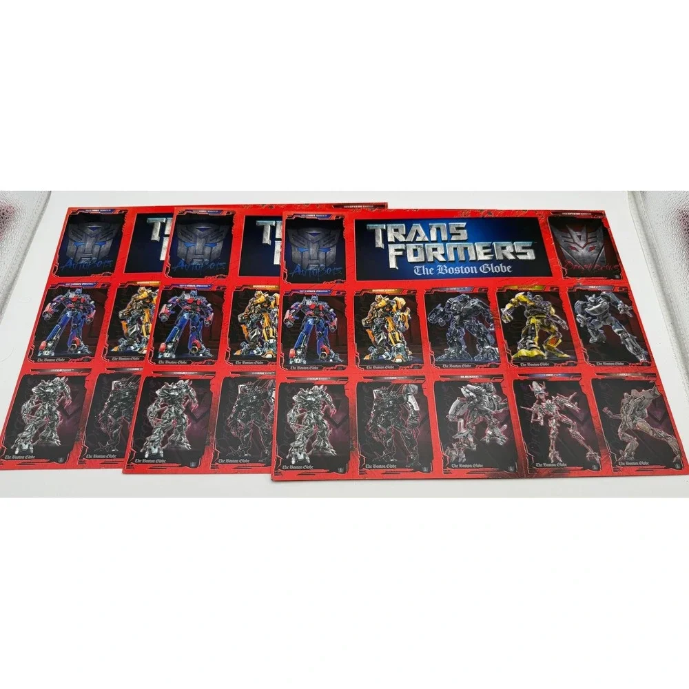 Transformers Boston Globe 2007‎ Movie Promo Trading Card Uncut Sheets Lot of 3